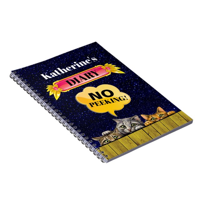 Cuaderno Bloc de notas de gatos de Peeking (Lado Derecho)