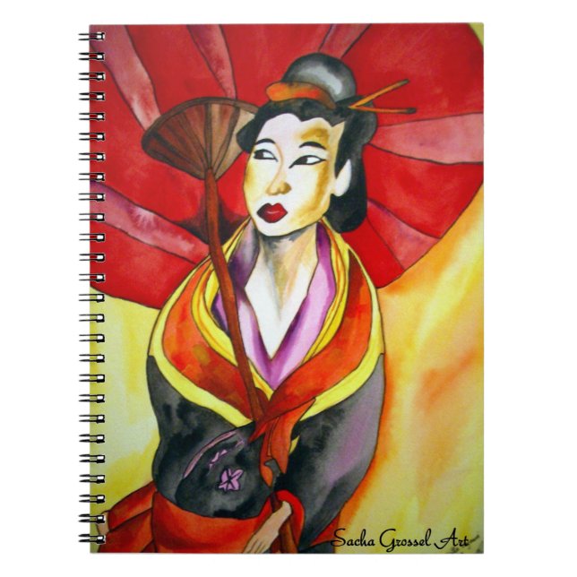 Cuaderno bloc de notas de Geisha por Sacha Grossel Art (Frente)