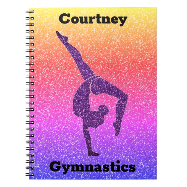 Cuaderno Bloc de notas de gimnasia Purpurina arcoiris para  (Frente)