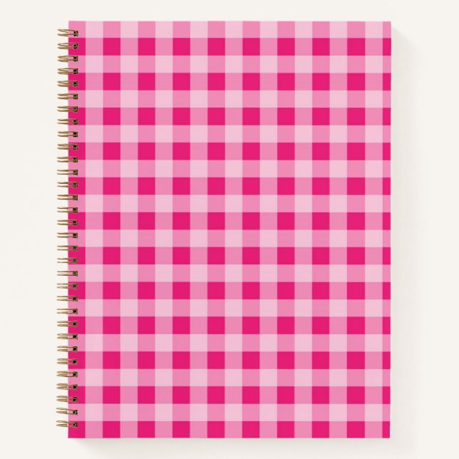Cuaderno Bloc de notas de Gingham rosa caliente (Anverso)