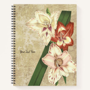 Cuaderno Bloc de notas de gladiolos de época