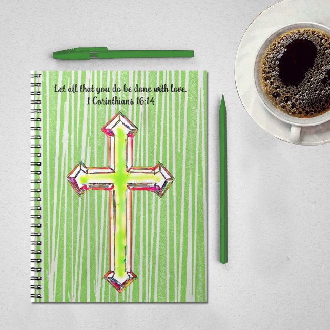 Cuaderno Bloc de notas de Green Faith Cross Bible Verse Jou (Subido por el creador)