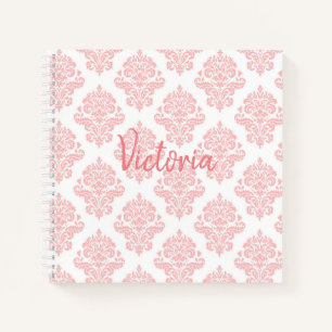 Cuaderno Bloc de notas de guión de nombre de damasco rosa