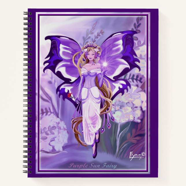 Cuaderno Bloc de notas de hadas morado de Sun (Anverso)