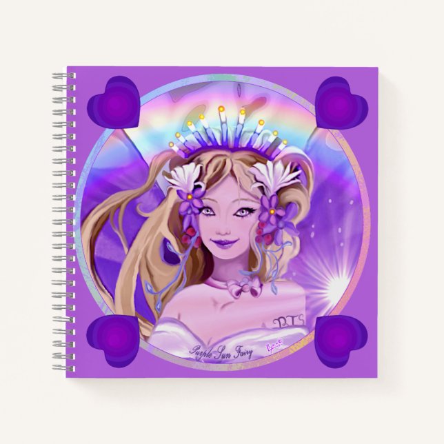 Cuaderno Bloc de notas de hadas morado de Sun (Anverso)