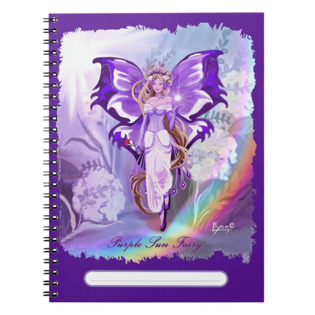 Cuaderno Bloc de notas de hadas morado de Sun (Frente)
