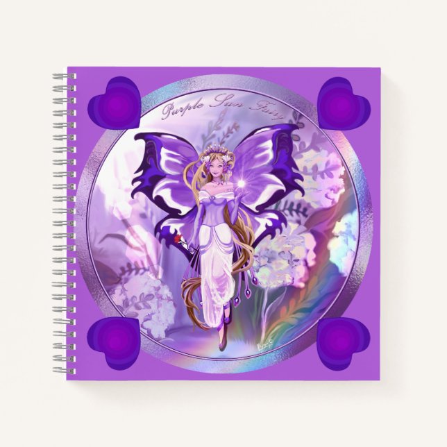 Cuaderno Bloc de notas de hadas morado de Sun (Anverso)