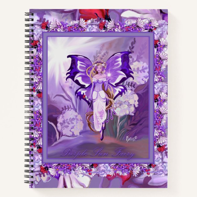 Cuaderno Bloc de notas de hadas morado de Sun (Anverso)