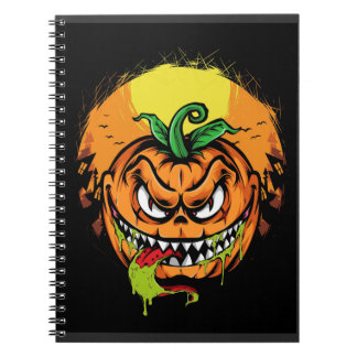 Cuaderno bloc de notas de halloween de calabaza monstruo