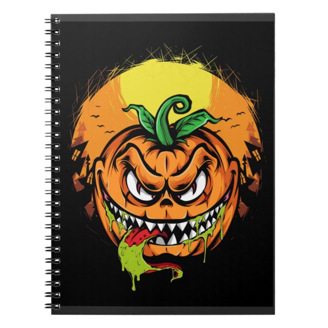 Cuaderno bloc de notas de halloween de calabaza monstruo (Frente)