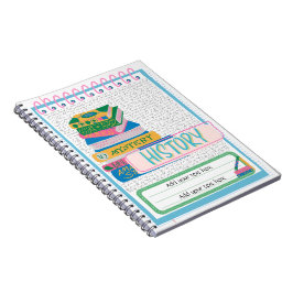 Cuaderno Bloc de notas de historial escolar modificable