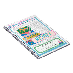 Cuaderno Bloc de notas de historial escolar modificable