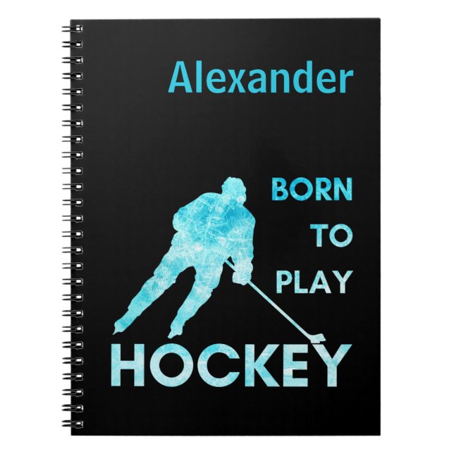 Cuaderno Bloc de notas de hockey sobre hielo Nacido para ju (Frente)