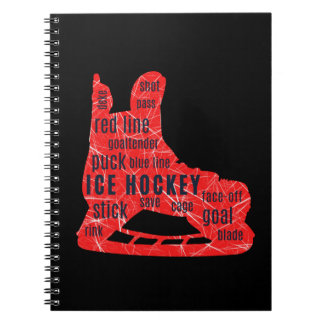 Cuaderno Bloc de notas de hockey sobre hielo (patín rojo co