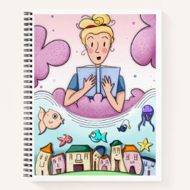 Cuaderno Bloc de notas de Ilustracion de lectura soñada