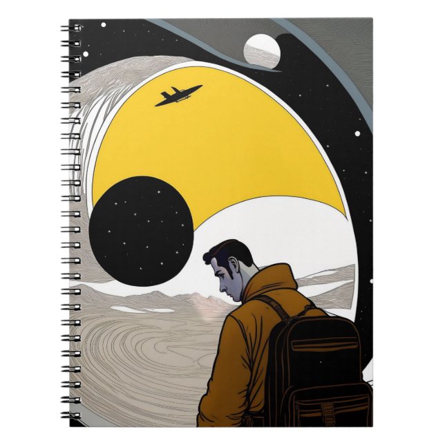 Cuaderno Bloc de notas de Ilustracion de viaje cósmico (Frente)