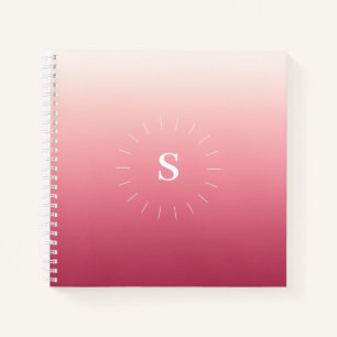 Cuaderno Bloc de notas de Iniciales de degradado rosa