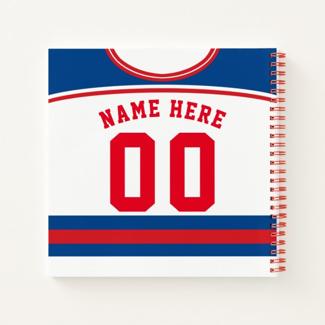 Cuaderno Bloc de notas de Jersey de Hockey sobre Hielo Nomb (Reverso)