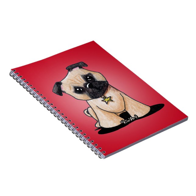 Cuaderno Bloc de notas de KiniArt Pug (Lado Derecho)