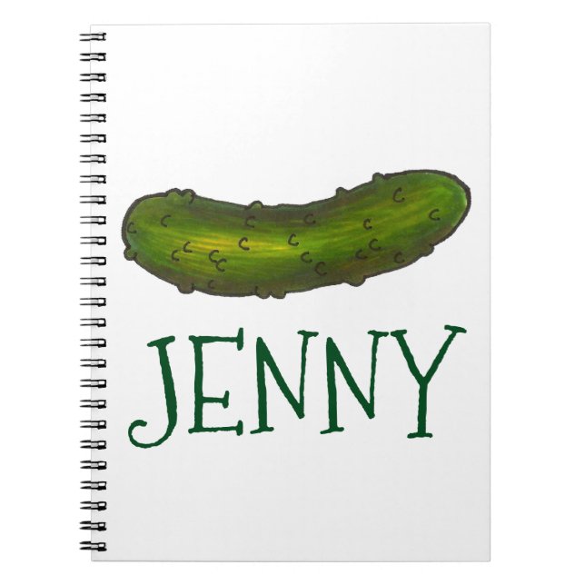 Cuaderno Bloc de notas de Kosher Dill Pickle verde personal (Frente)