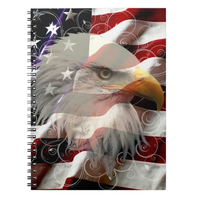 Cuaderno Bloc de notas de la bandera del águila estadounide (Frente)