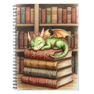 Cuaderno Bloc de notas de la biblioteca de dragones durmien