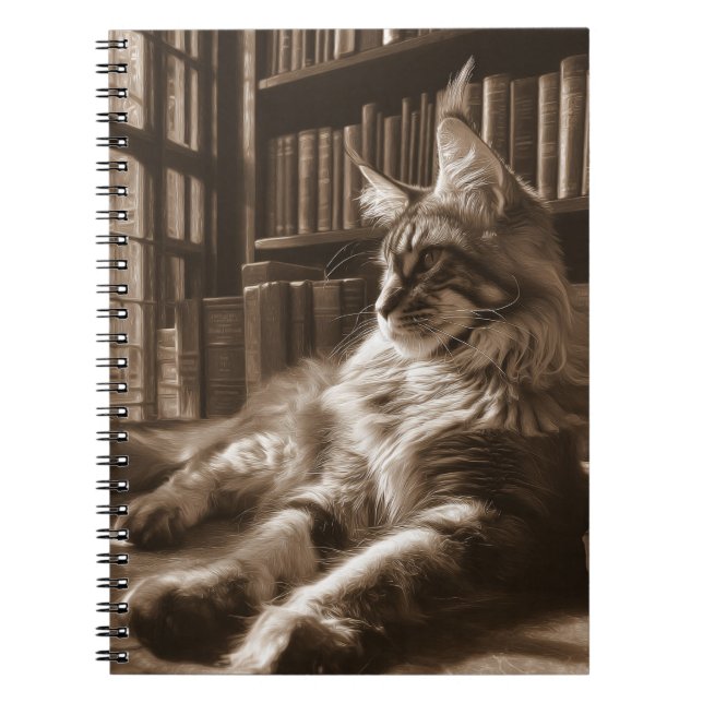 Cuaderno Bloc de notas de la biblioteca de gatos Regal (Frente)