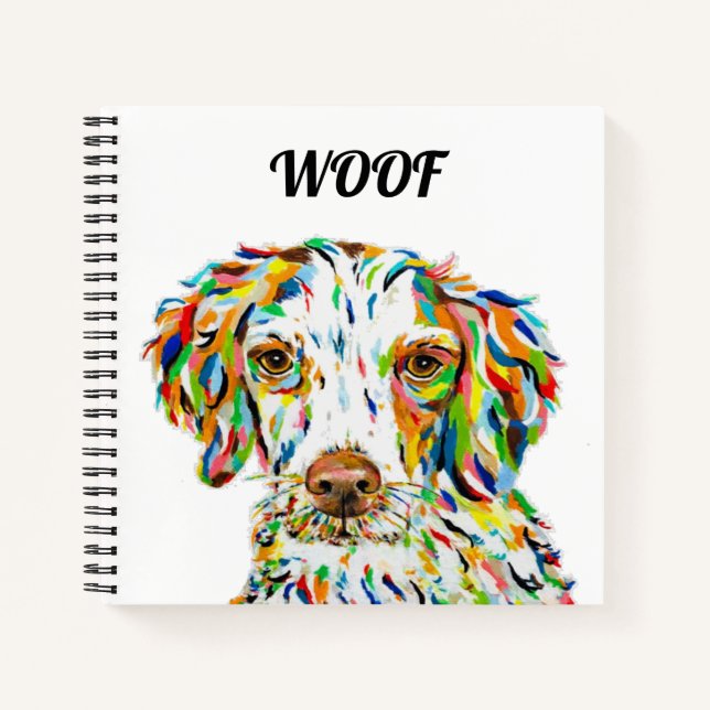 Cuaderno Bloc de notas de la Brittany Spaniel Dog Square (Anverso)