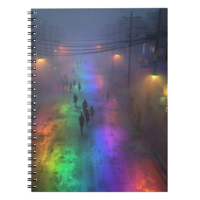 Cuaderno Bloc de notas de la calle Rainbow Fog City (Frente)