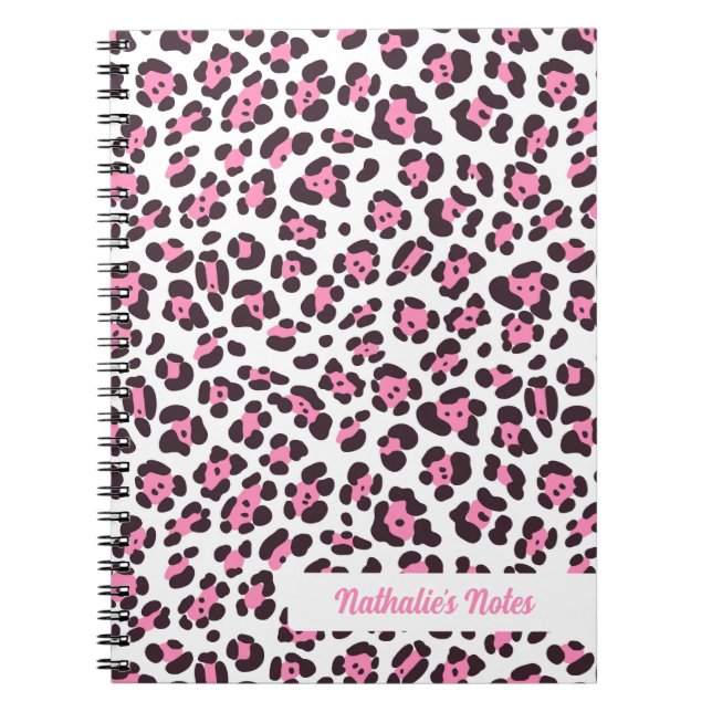 Cuaderno Bloc de notas de la espiral de impresión de leopar (Frente)