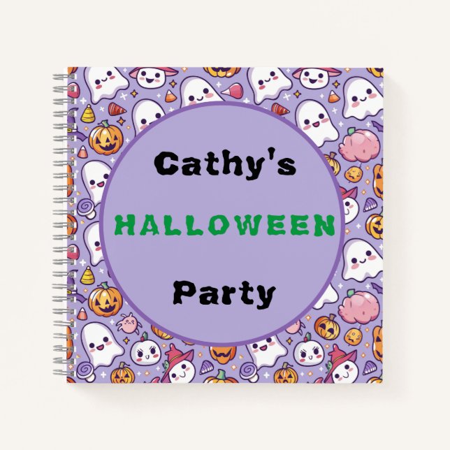 Cuaderno Bloc de notas de la fiesta personalizado de Hallow (Anverso)
