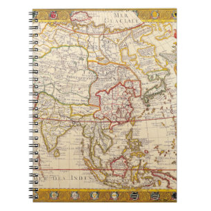 Cuaderno Bloc de notas de la frontera de oro del mapa de As
