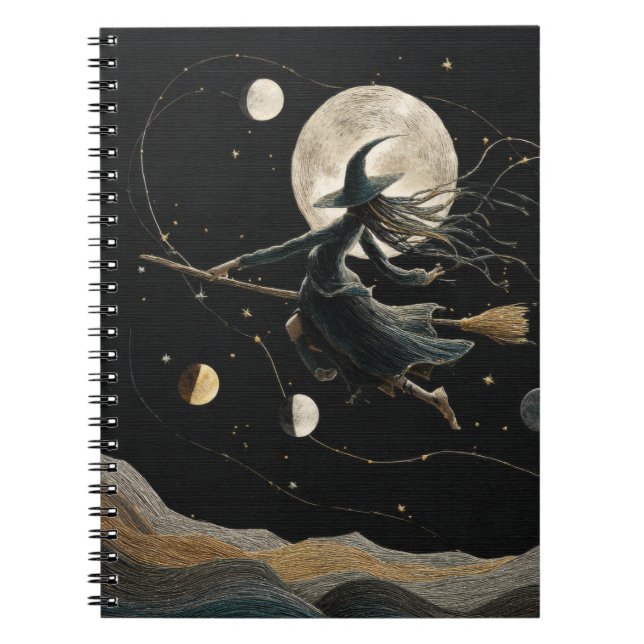 Cuaderno Bloc de notas de la Luna de Brujas Celestal (Frente)