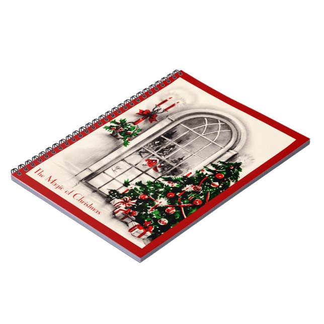 Cuaderno Bloc de notas de la ventana de Navidad de época (Lado Izquierdo)