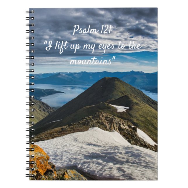 Cuaderno Bloc de notas de las montañas Psalm 121 (Frente)