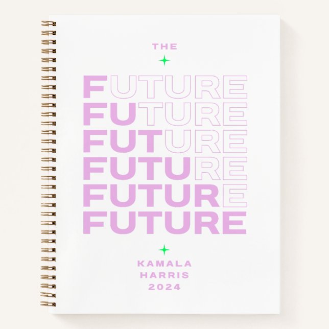 Cuaderno Bloc de notas de lavanda y blanco Kamala Harris (Anverso)