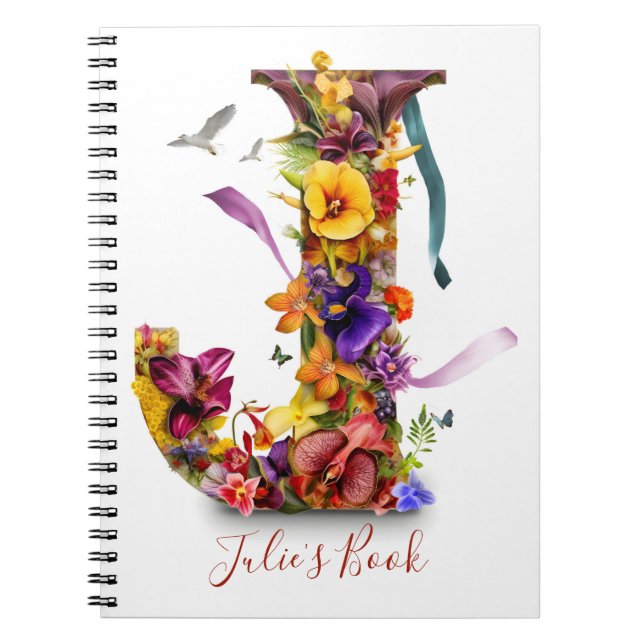 Cuaderno bloc de notas de letra J personalizado (Frente)