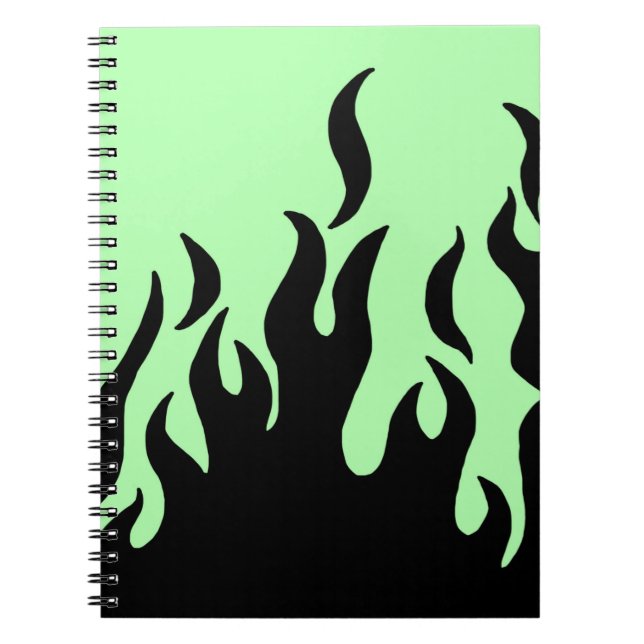 Cuaderno bloc de notas de llamas verdes (Frente)