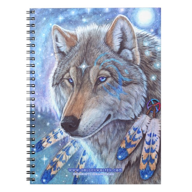 Cuaderno Bloc de notas de lobo místico (Frente)