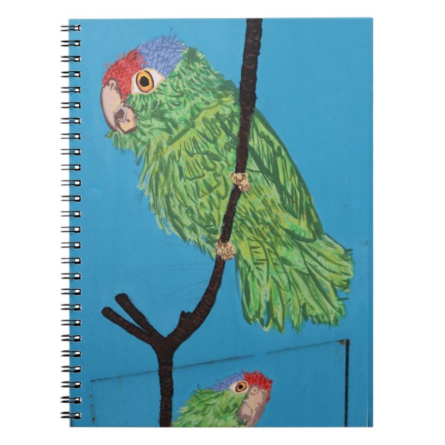 Cuaderno bloc de notas de loro verde (Frente)