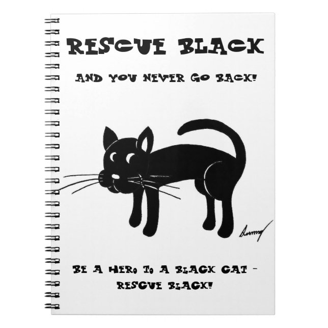 Cuaderno Bloc de notas de los gatos negros de rescate (Frente)