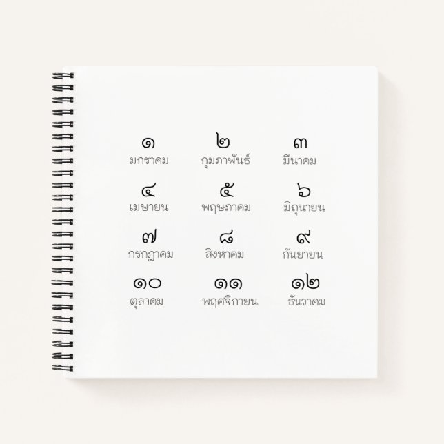 Cuaderno Bloc de notas de los meses tailandeses (Anverso)