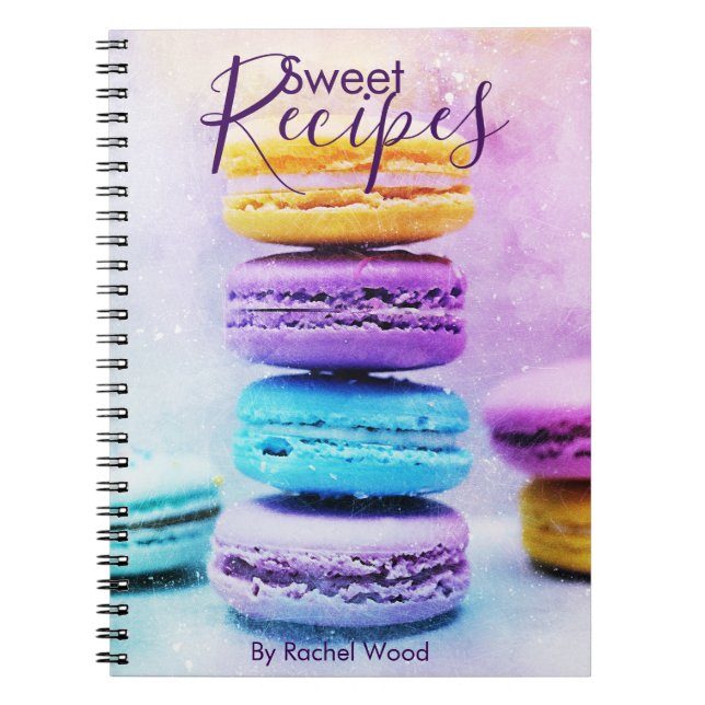 Cuaderno bloc de notas de macaron de receta con plantilla d (Frente)