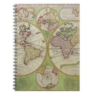 Cuaderno Bloc de notas de mapas de hemisferios del globo Pa