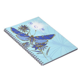 Cuaderno Bloc de notas de mariposa azul