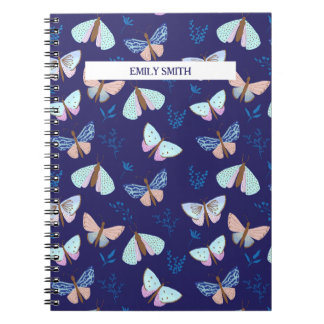 Cuaderno Bloc de notas de mariposa azul con acento rosa