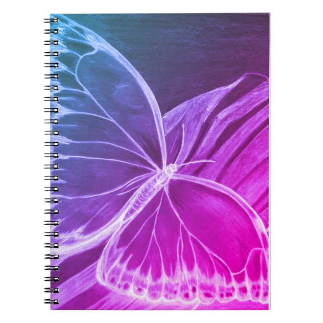 Cuaderno Bloc de notas de mariposa morada (Frente)