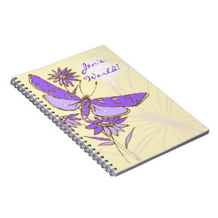 Cuaderno Bloc de notas de mariposa púrpura