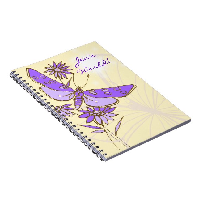 Cuaderno Bloc de notas de mariposa púrpura (Lado Derecho)
