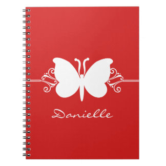 Cuaderno Bloc de notas de mariposa, rojo